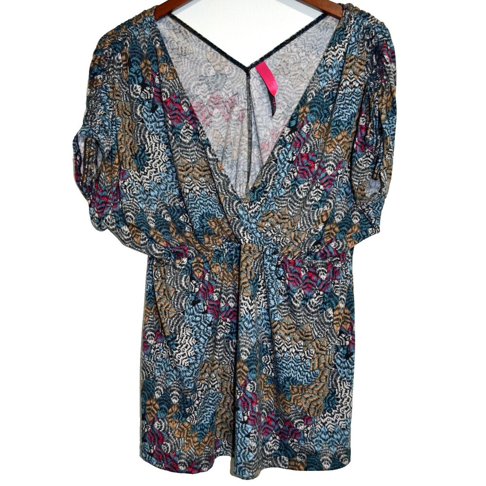 Pure Energy Women’s Blouse 2 Plus Multi-Color Boho Fairy Wimsey Feather Pattern